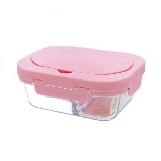 【RELEA 物生物】Taste耐熱玻璃三分隔餐具保鮮盒1040ML(馬卡龍粉1040ml三分隔)