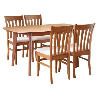 【RICHOME】亞歷斯120CM可延伸150CM餐桌椅組-一桌四椅(2色)