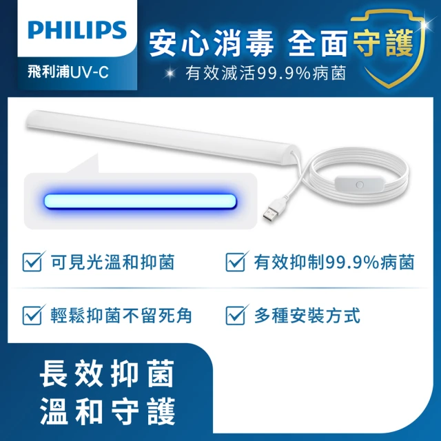 【Philips 飛利浦】LED USB抑菌燈(PU001)