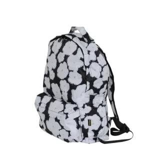 【HAPI+TAS】日本原廠授權 可手提摺疊後背包 黑色塗鴉花朵(HAP0112/旅行袋/ 摺疊收納袋/購物袋)