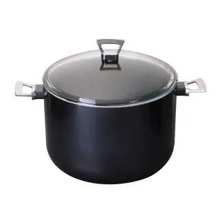 【義廚寶】義大利製西恩那系列不沾鍋高身雙耳湯鍋26cm(加贈 耐熱玻璃蓋+隔熱手把組)