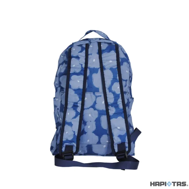 【HAPI+TAS】雙11 日本原廠授權 可手提摺疊後背包 深藍塗鴉花朵(HAP0112/旅行袋/ 摺疊收)