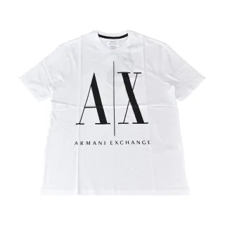 【EMPORIO ARMANI】A│X Armani Exchange經典壓印字母LOGO造型純棉短袖T恤(XS/S/M/L/白x黑字)