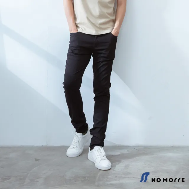 【NoMorre】黑色休閒褲 黑色長褲 超彈力 輕薄尼龍 窄管褲 M-3L 台灣現貨 #5486(黑色)