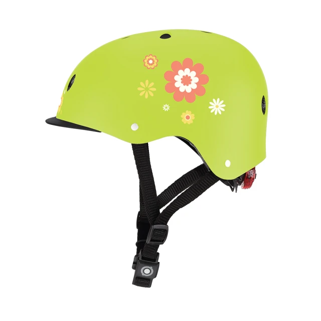 【GLOBBER 哥輪步】法國 ELITE 安全帽 XS-繽紛綠(LED警示燈、護具、防護、防摔)