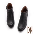【DN】短靴_MIT擦色牛皮簍空雕花低跟短靴(黑)