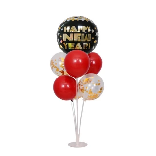 HAPPY NEW YEAR 跨年氣球桌飄組-金紅款1組(生日氣球 派對 氣球 跨年 新年 裝飾氣球)