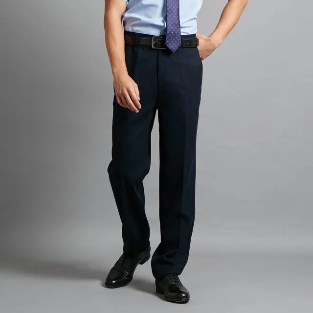 【ROBERTA 諾貝達】職場紳士 辦公型男西裝褲(藍黑)
