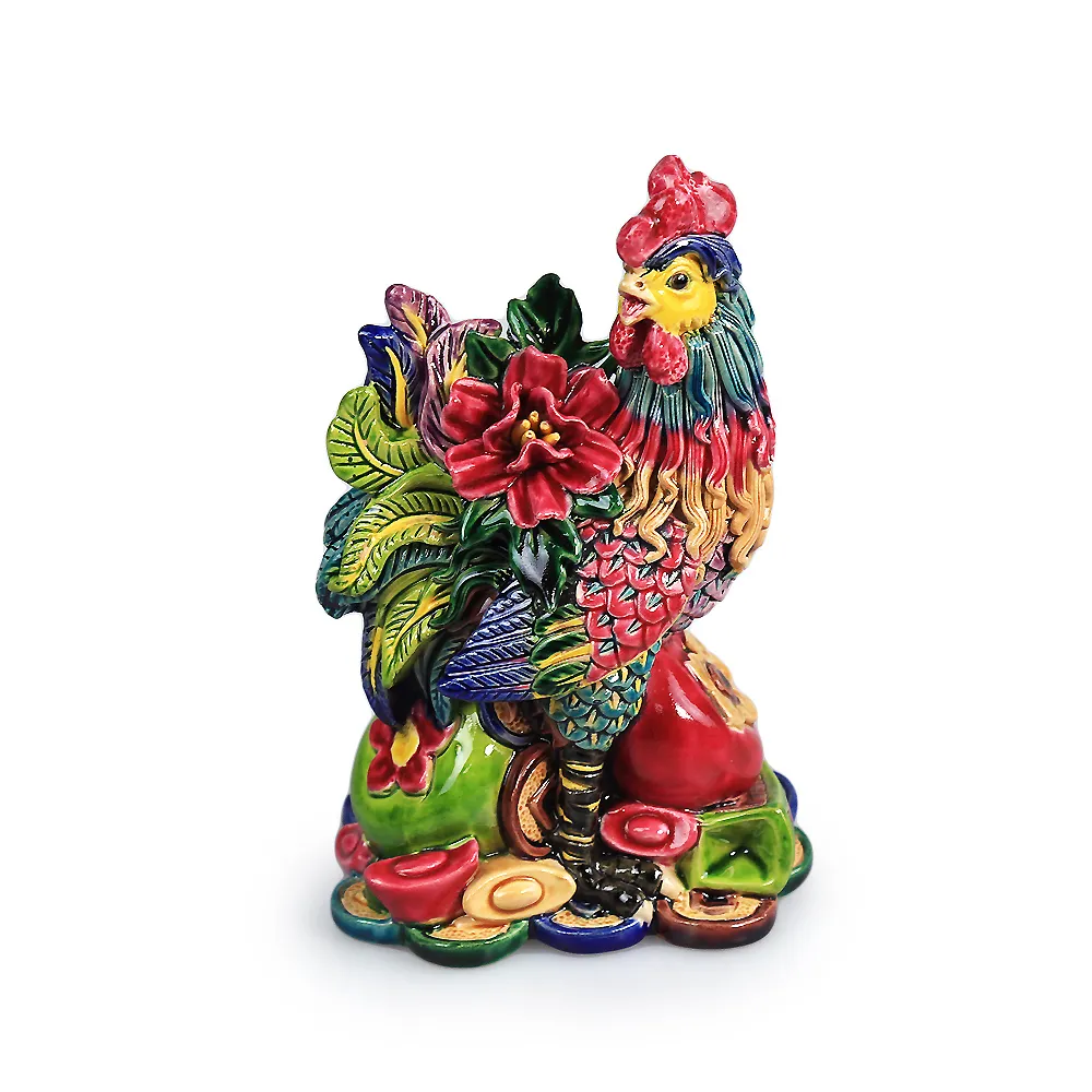 台湾 交趾焼 駿馬 開運 招運 幸運 置物 開運方程式】台灣交趾陶振氣壯威號角獅(台灣名師交趾陶NO.273-4 開運