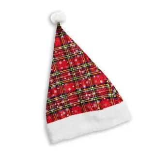 【摩達客】耶誕派對-紅紋雪花點點毛邊聖誕帽(聖誕帽)
