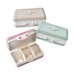 創意 小麥纖維 行李箱 造型 多格 分類 收納盒 攜帶式 旅行 收納盒(小麥纖維 攜帶式 旅行 收納盒)
