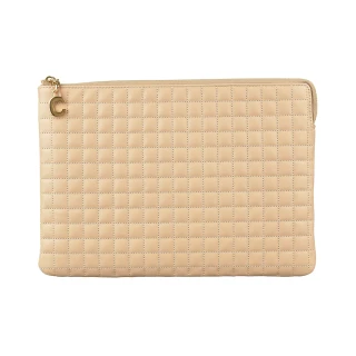 【CELINE】CELINE C CHARM金字LOGO牛皮2卡拉鍊手拿包(多色)