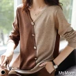 【MsMore】韓國雙色排扣V領針織衫#108499(2色)