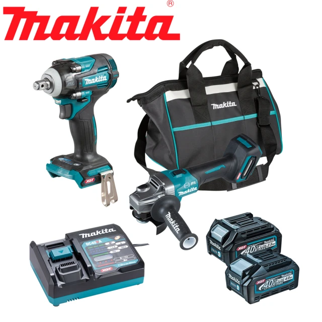 MAKITA 牧田 40V鋰電無刷套筒板手/砂輪機雙機組(GA003GX003)