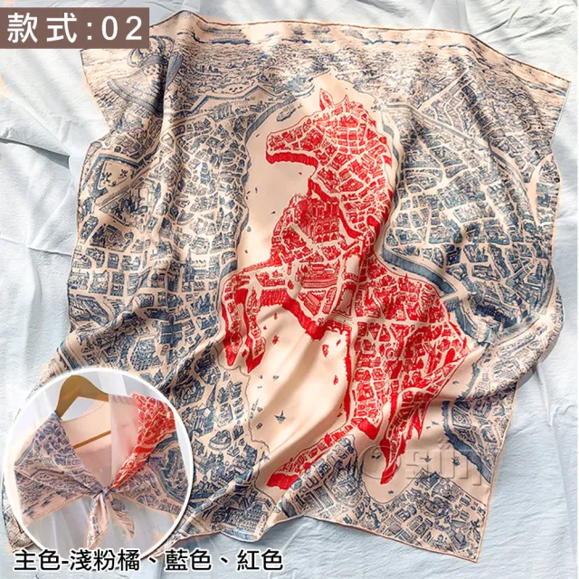 【Osun】韓版高檔送禮大方巾仿蠶絲綢緞質感絲巾印花披肩圍巾(多款任選/CE374)