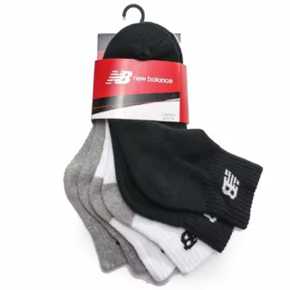 【NEW BALANCE】中筒襪 黑灰白 3入組 純棉 減壓 基本款 運動 襪子 男女(7831810200)