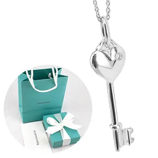 【Tiffany&Co. 蒂芙尼】Keys 真鑽愛心純銀鑰匙墜飾項鍊