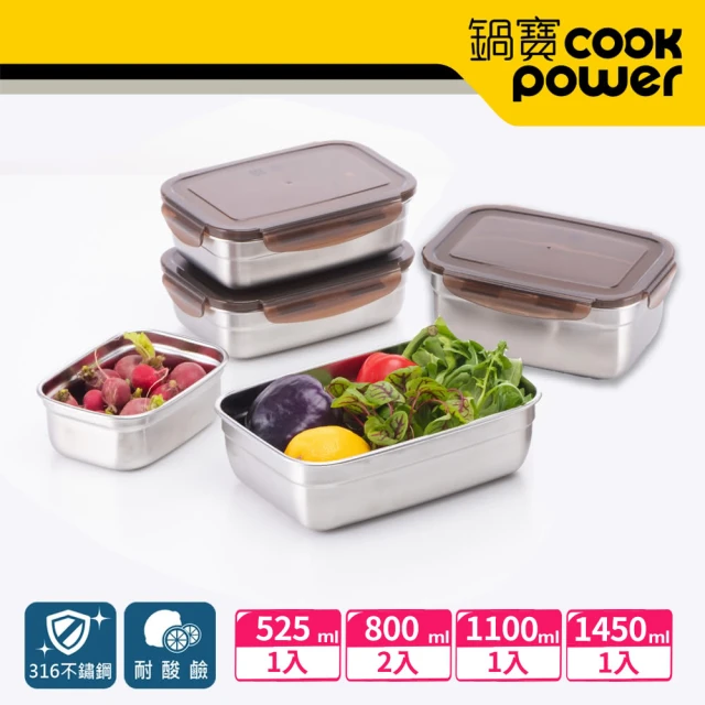 【CookPower 鍋寶】316不鏽鋼保鮮盒多用途5入組(EO-BVS14511108Z2531)