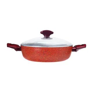 【義廚寶】義大利製塔塔系列不沾鍋壽喜鍋24cm(附耐熱玻璃蓋/電磁爐適用)