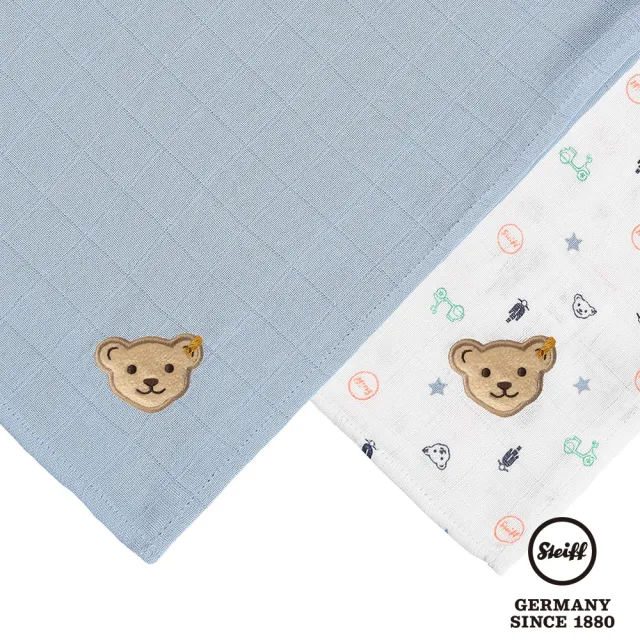 【STEIFF】熊頭 口水巾 紗布巾 兩件組(口水巾)
