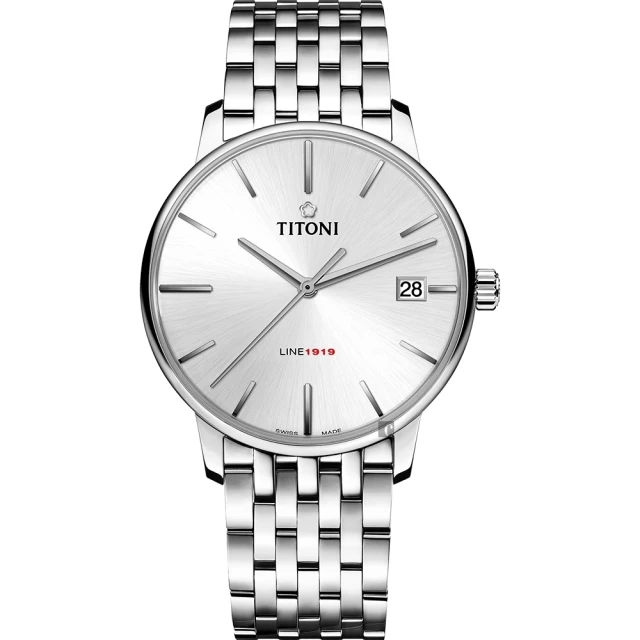 TITONI 梅花錶 LINE1919 百年紀念 T10機械錶-銀/40mm 99狂買節(83919 S-575)