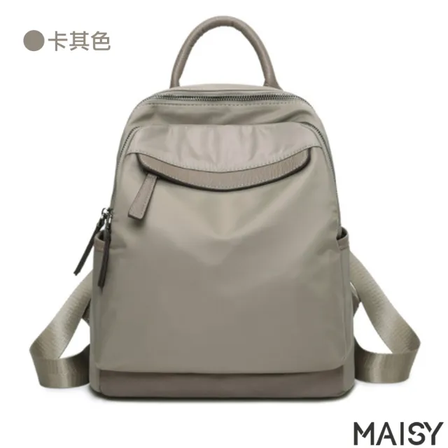 【MAISY】韓版簡約個性尼龍牛津布後背包(現+預  黑色 / 墨綠 / 卡其)