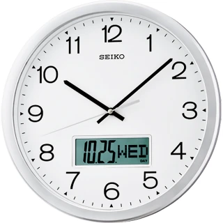 【SEIKO 精工】滑動式指針雙顯時鐘 掛鐘(QXL007S)