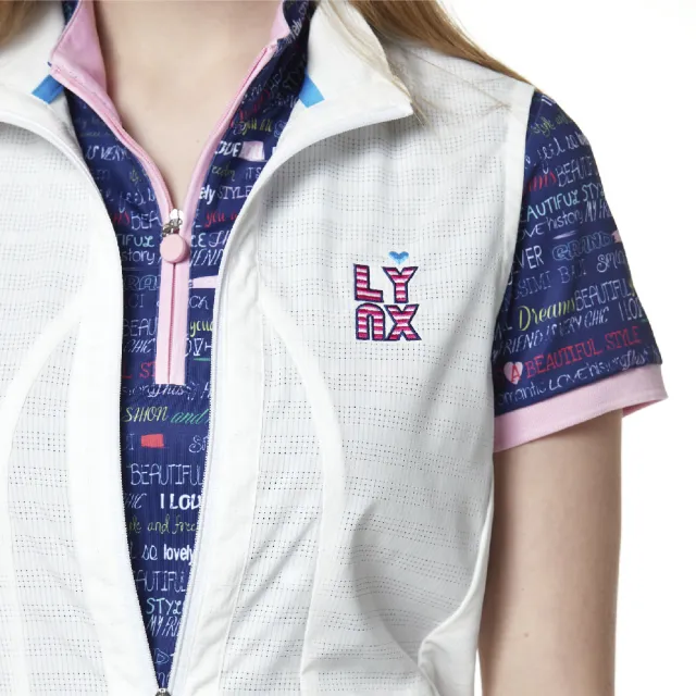 【Lynx Golf】女款彈性舒適涼爽透氣後背通風拉鍊口袋無袖背心(白色)