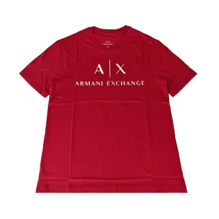 【EMPORIO ARMANI】A│X Armani Exchange經典字母LOGO造型純棉短T(XS/S/M/L/紅x白字)