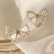 【MISS KOREA】韓國設計S925銀針縷空蝴蝶結浪漫珍珠耳環