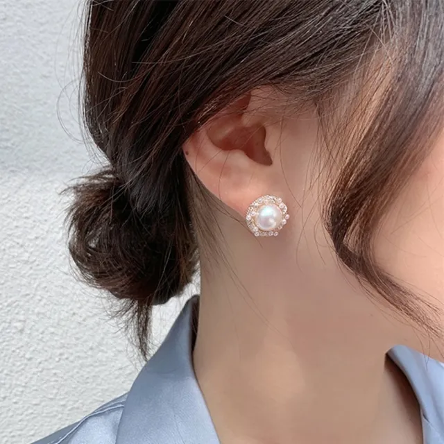 【Emi 艾迷】小香風 法式情懷氣質珍珠滾邊耳環 耳夾 夾式耳環 無耳洞(耳夾)