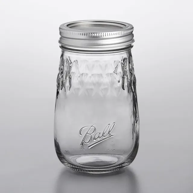 【美國Ball梅森罐】玻璃密封罐 16oz 晶鑽窄口玻璃瓶(4入)