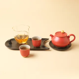 【LohasPottery 陸寶】凝月茶禮(一壺兩杯一海 兩用茶托 喝茶品香 鎏金工藝)