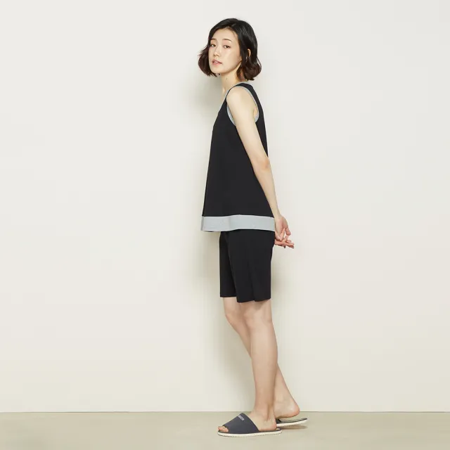 【YVONNE 以旺傢飾】拚色滾邊無袖上衣(黑L)