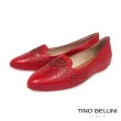 【TINO BELLINI 貝里尼】巴西進口牛皮典雅鏤空舒足樂福鞋FBT0014(紅)