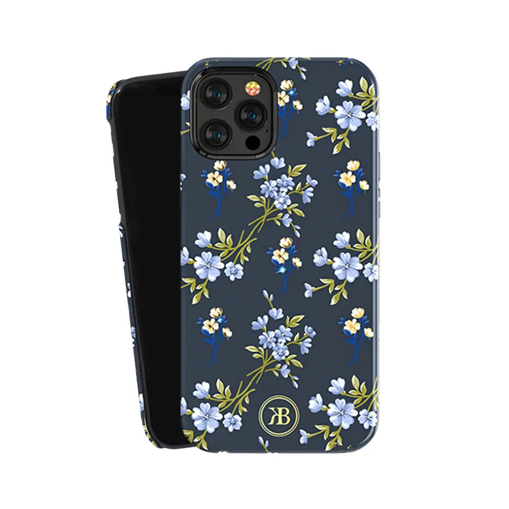 【Kingxbar】iPhone 12 Pro 手機殼 i12 Pro 6.1吋 保護殼 施華洛世奇水鑽保護套(花季系列-碎花藍)
