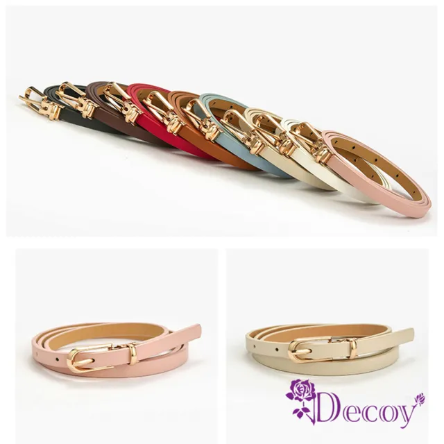【Decoy】糖果馬卡龍＊橢圓金扣時尚細皮帶(4色可選)