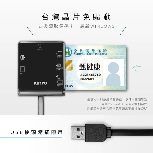 【KINYO】KCR-6254 多合一晶片讀卡機(USB)