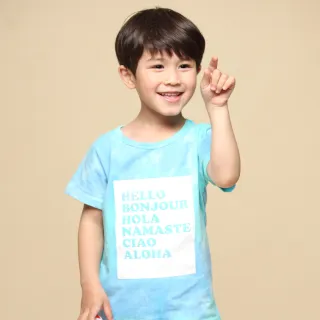 【Azio Kids 美國派】男童 上衣 字母印花滿版渲染短袖上衣T恤(藍)