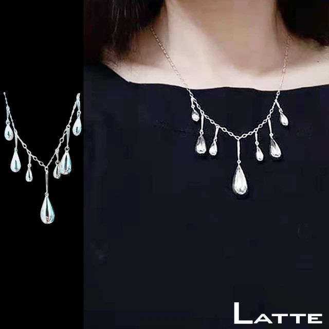 【LATTE】米蘭時尚 925瑞士純銀水滴墬飾項鍊(MIT)