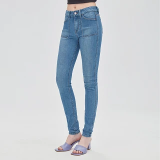 【BRAPPERS】女款 新美腳 ROYAL系列-中腰彈性窄管褲(淺藍)