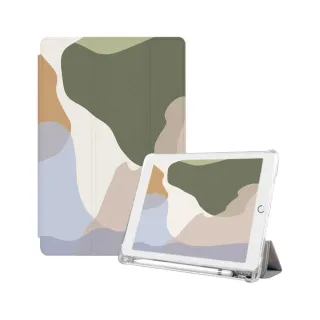 【BOJI 波吉】iPad mini 6 8.3吋 三折式內置筆槽可吸附筆透明氣囊軟殼 幾何色塊款 伯林之語