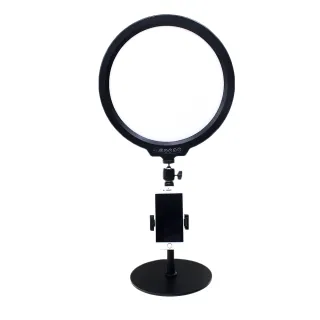 【tFriend】桌上型12吋LED環形燈圓盤燈 網路直播自拍攝影美顏補光燈 手機支架(可調整亮度高度)