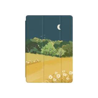 【BOJI 波吉】iPad mini 6 8.3吋 三折式內置筆槽可吸附筆透明氣囊軟殼 彩繪圖案款 風景系列 秋月照