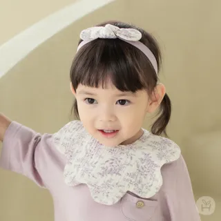 【Happy Prince】韓國製 Lilac優雅紫丁香女嬰兒童髮飾+圍兜2件組(女童頭花口水巾)