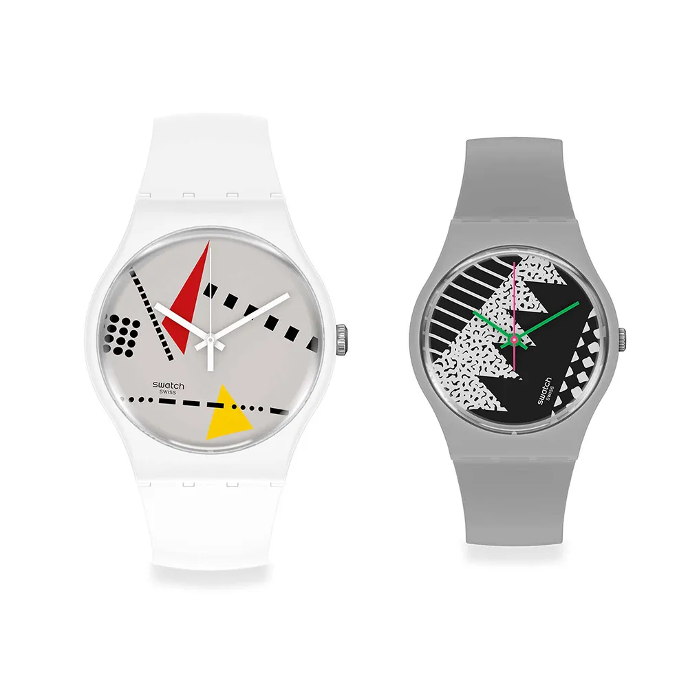 【SWATCH】原創系列手錶 BACK TO 1984 SPECIAL SET 1984復刻系列曼菲斯套組-兩入組 男錶 女錶(34mm、41mm)