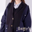 【betty’s 貝蒂思】設計款西裝領拼接休閒外套(深藍)