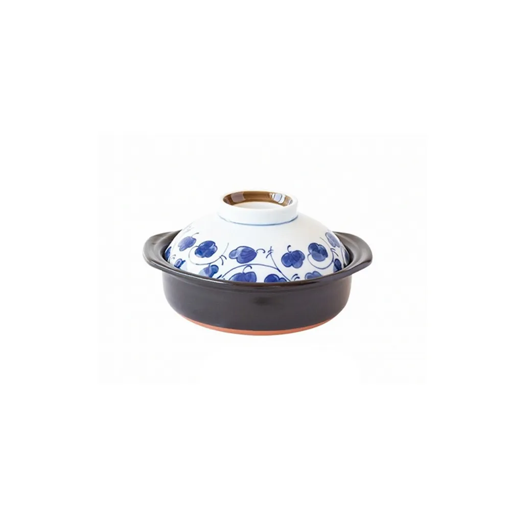 【日本佐治陶器】日本製一人食土鍋/湯鍋850ML-蔦柄款(日本製 陶鍋 土鍋)