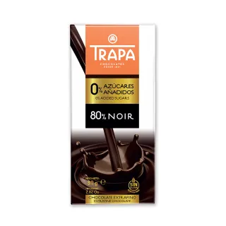 即期品【西班牙 Trapa】無添加糖80%黑巧克力片80g/片(效期：2025/07/01)