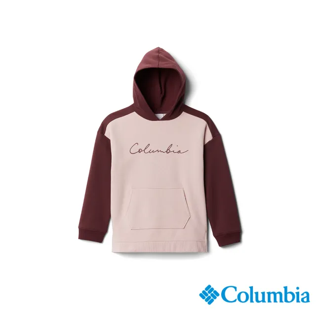 【Columbia 哥倫比亞】童款-LOGO 連帽上衣-酒紅(UAG34710BD / 舒適)